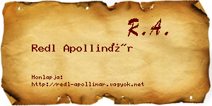 Redl Apollinár névjegykártya